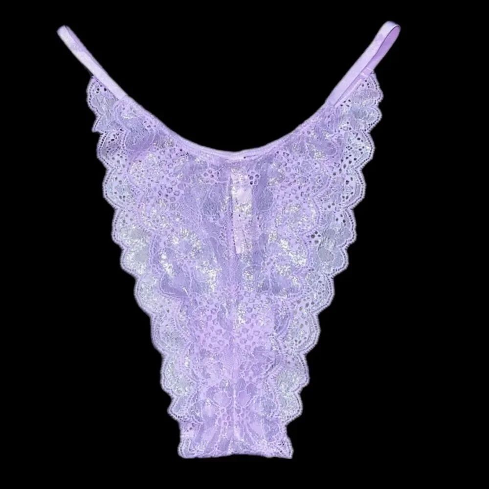 Victoria's Secret Dream Angels Sexy Brazilian Slip Panty metallic lace Lilac L